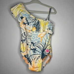 Tropical One-Shoulder Kids Swimsuit